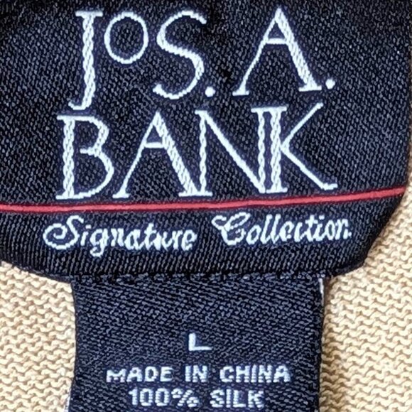 Jos A Bank Signature Collection 100% Silk Pullover Mens Large Gold Collared - Picture 9 of 10